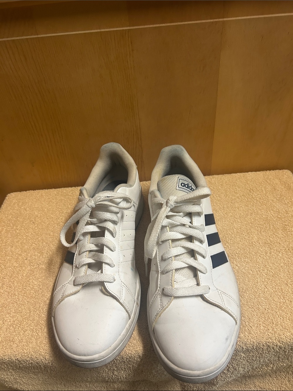 adidas White Sneakers with Black Three-Stripes